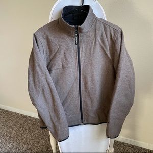 Woolrich Zip Up Mock Neck 100% Wool Brown Winter Coat Jacket Size M